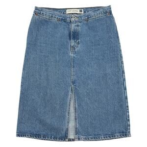 Vintage Gap Jeans Rivet Skirt Blue Cotton Denim Size 8 Y2K 90s Minimal Preppy